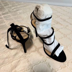 ZARA, black suede heeled sandals USA 7,5